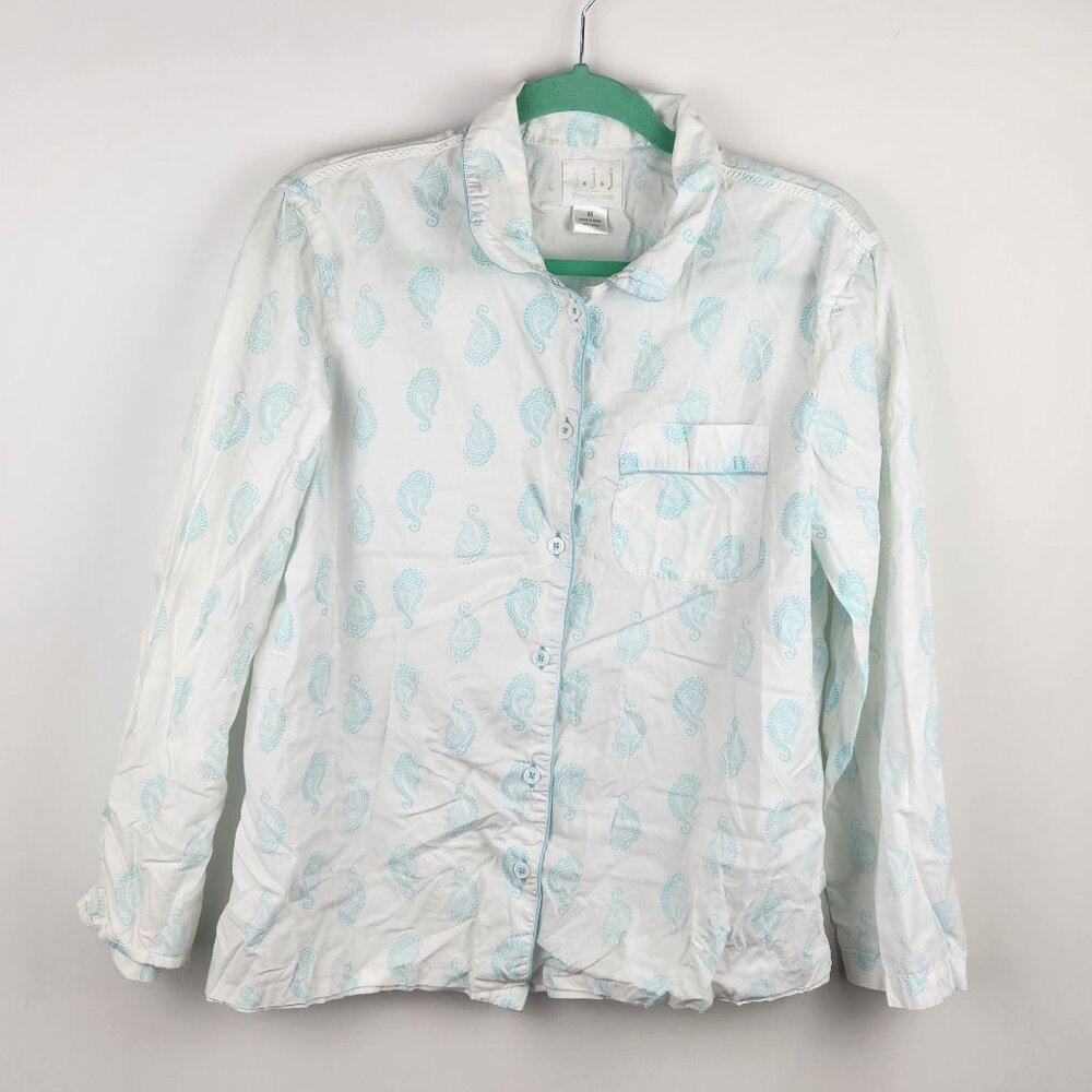 Three J NYC Boho Paisley Floral Cotton Button Up Pajama Top sz M